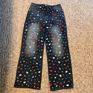 Rhinestone stretch jeans